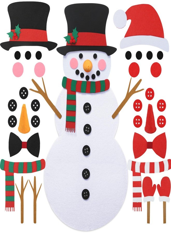 Fairooth DIY Felt Christmas Snowman Set with 33 Pcs Detachable Ornaments Large Snowman DIY Decorations Christmas Door Wall Hanging Xmas Gifts for Xmas Winter Holiday Party Home Decorations - Image 1